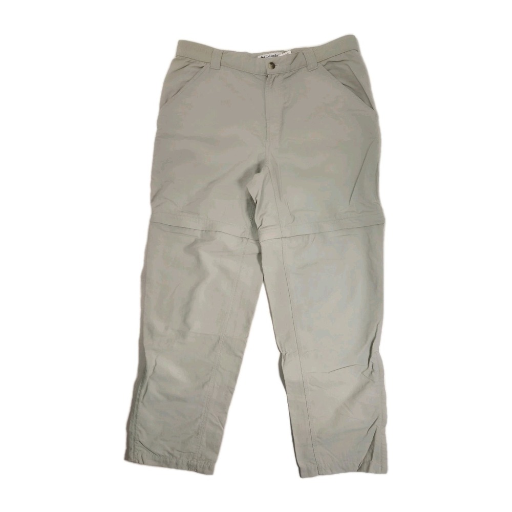 Vintage Columbia Women's Convertible Hiking Pants Zip Off Khaki Size XL 33×30